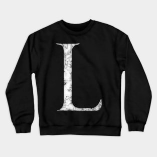 L in Roman White Marble Latin Alphabet Letter Sticker Crewneck Sweatshirt